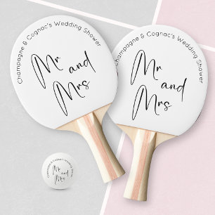 Pala De Ping Pong Modern Script Wedding Shower Mr. y Mrs.