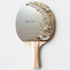 Pala De Ping Pong Modern White Flowers Pearls Ping Pong Paddle