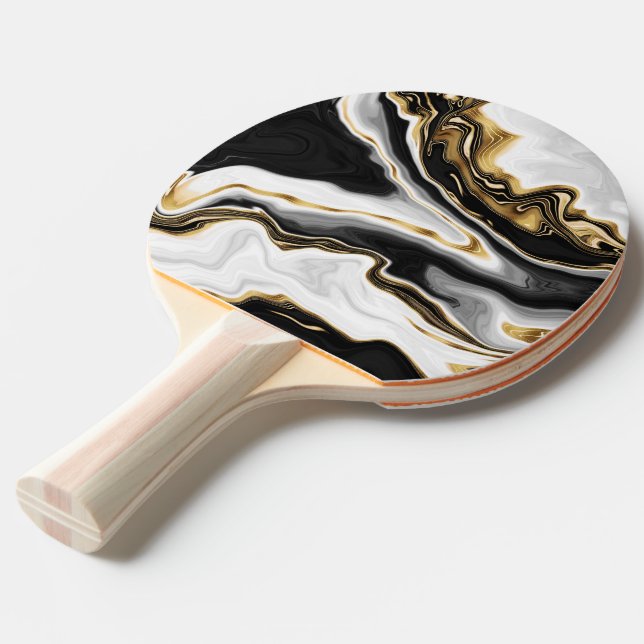 Pala De Ping Pong Moderna estética de pintura de mármol dorado (Ángulo frontal)
