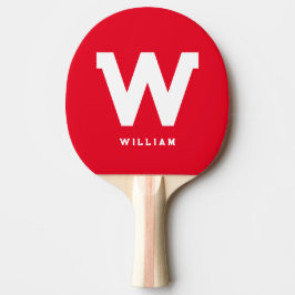 Pala De Ping Pong Moderna Mesa Monogramada Personalizada Tenis Rojo