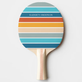 Pala De Ping Pong Modernas franjas de atardecer retro personalizadas
