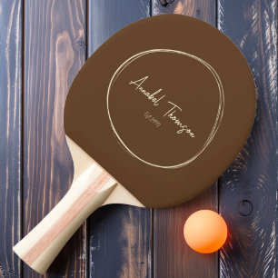 Pala De Ping Pong Moderno de mediados de siglo Bosque Profundo con N