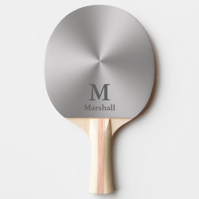 Pala De Ping Pong Moderno estilo Metalizado cepillado plateado Nombr (Anverso)