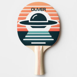 Pala De Ping Pong Moderno Ilustracion simple de OVNI al atardecer