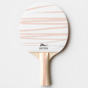 Pala De Ping Pong Moderno Monograma Rubor Líneas rosas Resumen Arte