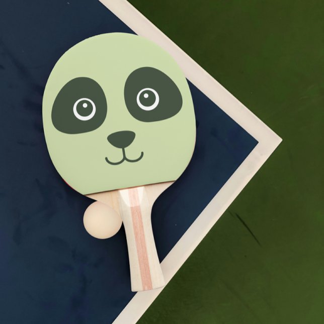 Pala De Ping Pong Moderno Panda Cute Face Verde Claro (Modern cute baby panda face ping pong paddle)