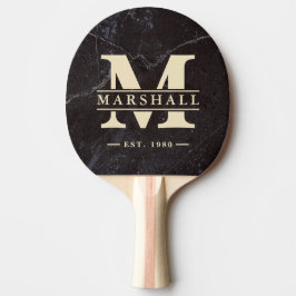 Pala De Ping Pong Modest Dark Stone Monogram & Name Overlay