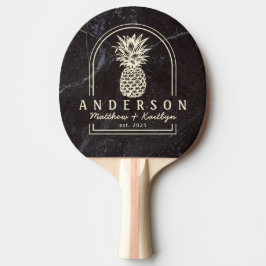 Pala De Ping Pong Modest Dark Stone Pineapple Wedding Arch & Name