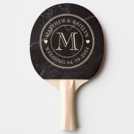 Pala De Ping Pong Modest Dark Stone Wedding Monogram Heart
