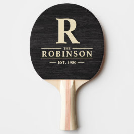 Pala De Ping Pong Modest Dark Wood Family Name & Initial 