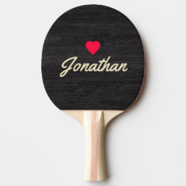 Pala De Ping Pong Modesto Corazón Vintage de Madera Oscura Firma