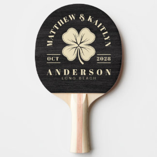 Pala De Ping Pong Modesto Escudo de Boda de Trébol Irlandés de Mader
