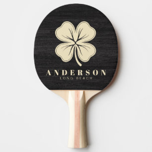 Pala De Ping Pong Módico trébol de cuatro hojas de madera oscura con