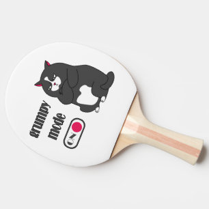 Pala De Ping Pong Modo gruñón en gato gordo gracioso