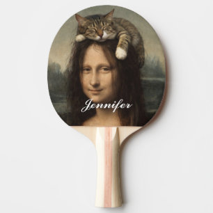 Pala De Ping Pong Mona Lisa con gato dormido