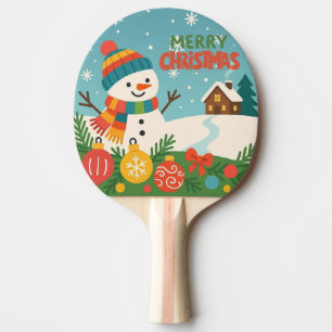 Pala De Ping Pong Mono de nieve clásico y adorable de Feliz Navidad