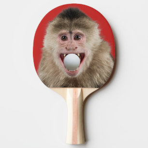 Pala De Ping Pong Mono gracioso de dos lados con bola en boca