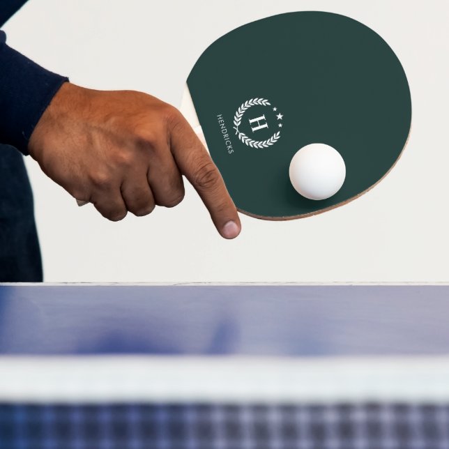 Pala De Ping Pong Monogram Dark Green Stylish Modern Minimalist (in situ)