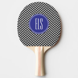 Pala De Ping Pong Monograma Black Herringbone Ping Pong Paddle