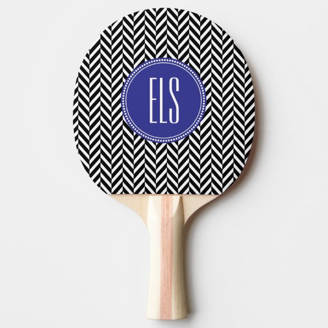 Pala De Ping Pong Monograma Black Herringbone Ping Pong Paddle (Anverso)