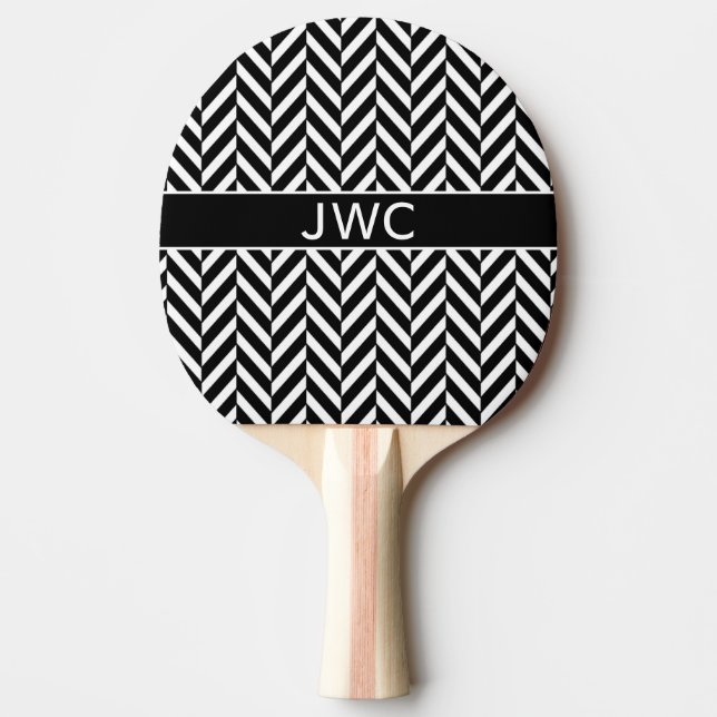 Pala De Ping Pong Monograma Black Herringbone Ping Pong Paddle (Anverso)