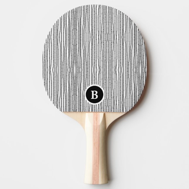 Pala De Ping Pong Monograma blanco y negro (Anverso)