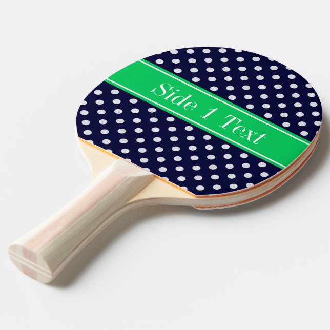 Pala De Ping Pong Monograma con nombre verde esmeralda de punto de p (Ángulo frontal)