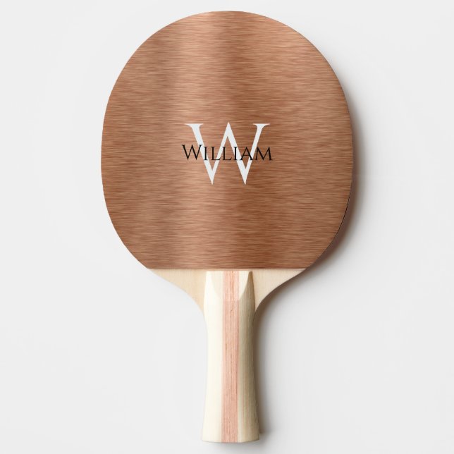 Pala De Ping Pong Monograma Copper Nombre personalizado inicial Marr (Anverso)