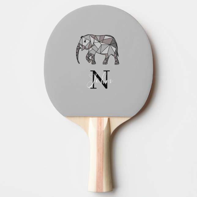 Pala De Ping Pong Monograma Cute Graphics Elephant Personalizado Neg (Anverso)