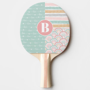 Pala De Ping Pong Monograma de arco iris cardíaco Ping Pong Paddle