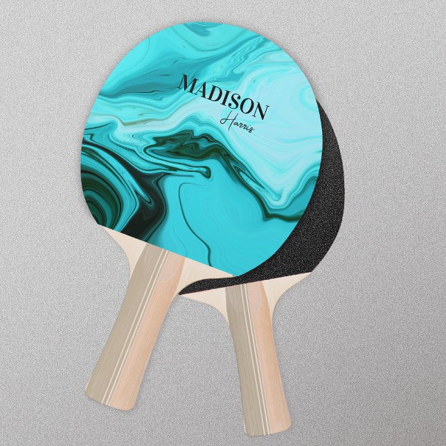 Pala De Ping Pong Monograma de arte de mármol azul oscuro (Subido por el creador)
