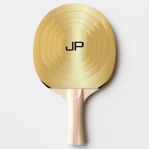 Pala De Ping Pong Monograma de aspecto dorado elegante plantilla per