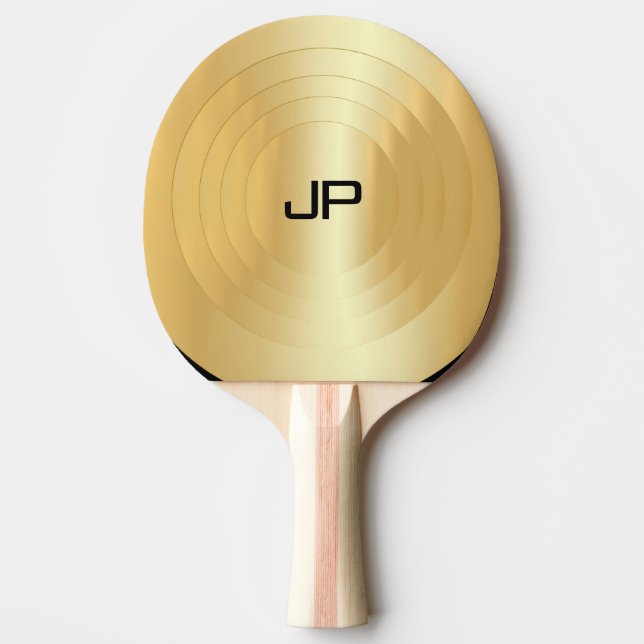 Pala De Ping Pong Monograma de aspecto dorado elegante plantilla per (Anverso)