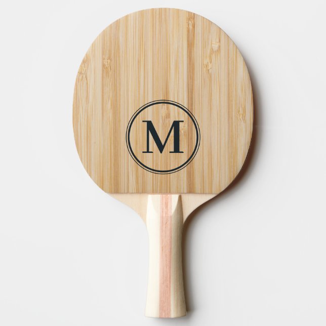Pala De Ping Pong Monograma de Bambú Blanco (Reverso)