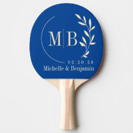 Pala De Ping Pong Monograma de boda con hoja real de mediados de sig