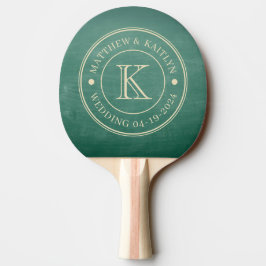 Pala De Ping Pong Monograma de Boda con Pizarra Verde