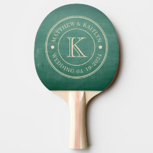 Pala De Ping Pong Monograma de Boda con Pizarra Verde