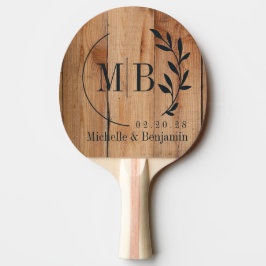 Pala De Ping Pong Monograma de Boda de Hoja Áspera de Arce
