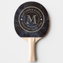 Pala De Ping Pong Monograma de Boda de Piedra Oscura Modesta