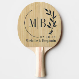 Pala De Ping Pong Monograma de Boda Hoja de Bambú Ligero