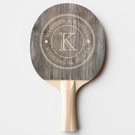 Pala De Ping Pong Monograma de Boda Tablones Desgastados