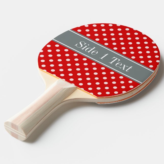 Pala De Ping Pong Monograma de cinta de carbón de carbón blanco rojo (Ángulo frontal)