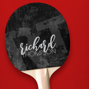 Pala De Ping Pong Monograma de Cool Player (nombre e iniciales) negr