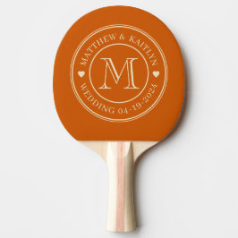 Pala De Ping Pong Monograma de corazón de boda de calabaza de mediad