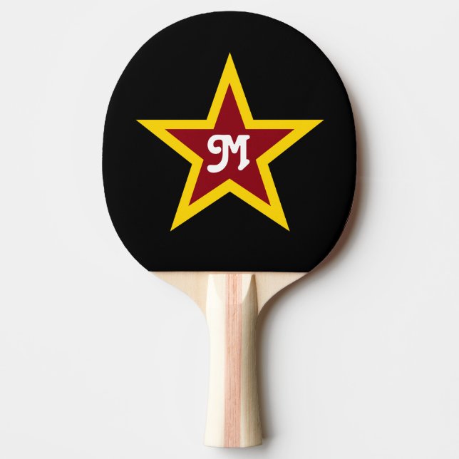 Pala De Ping Pong Monograma de encargo simple de la estrella roja y (Anverso)