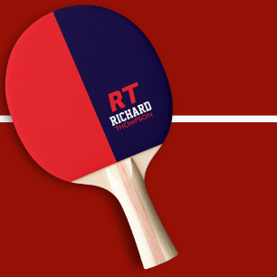 Pala De Ping Pong Monograma de Guay Player mitad azul mitad rojo