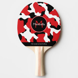Pala De Ping Pong Monograma de impresión de vaca negra roja de moda
