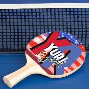 Pala De Ping Pong Monograma de jugador de tenis de mesa americano