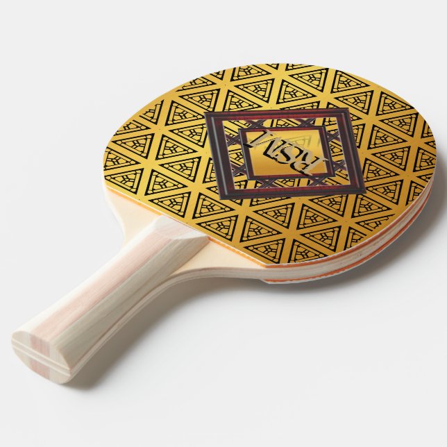 Pala De Ping Pong Monograma de la elegancia del oro (Ángulo trasero)