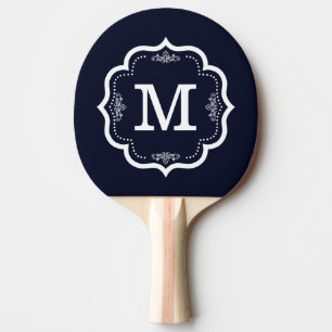Pala De Ping Pong Monograma de la Marina Azul